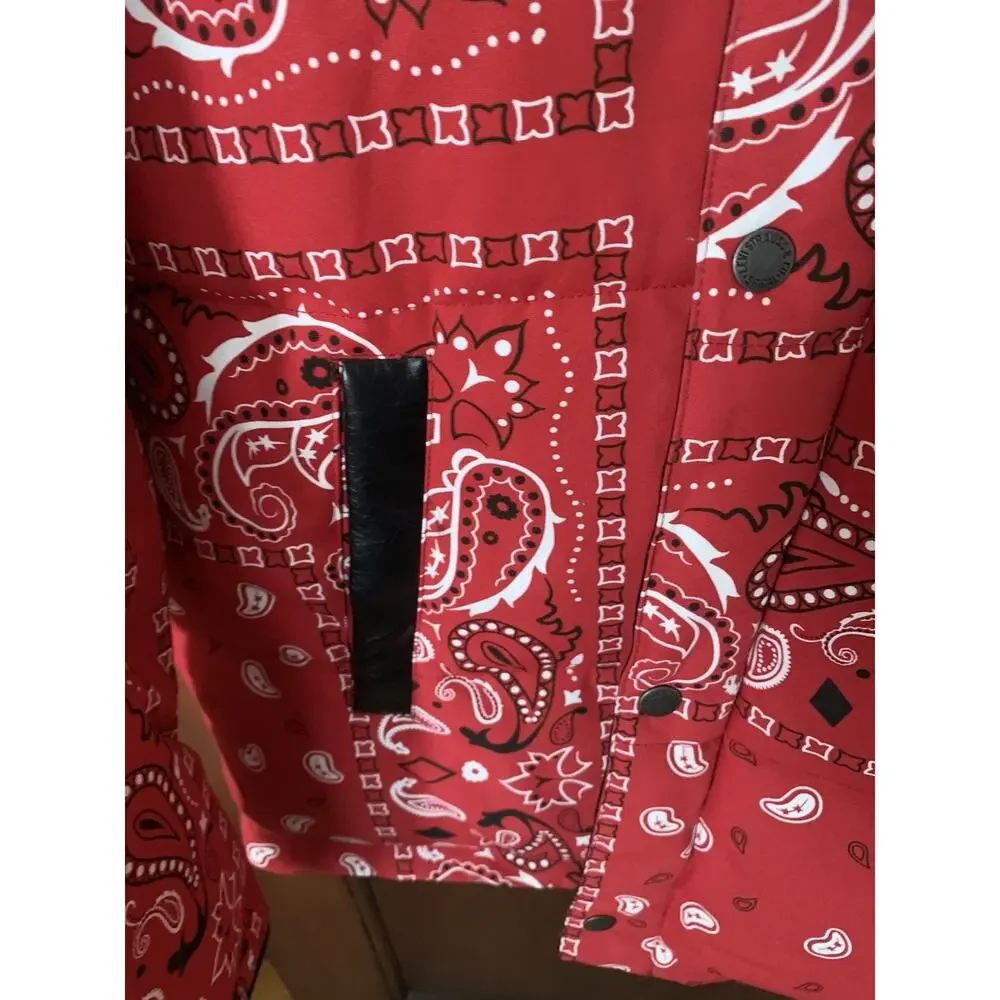 Levi's Out West Mixed Puffer Jacket Coat Mens Red Paisley Bandana (New) Size L